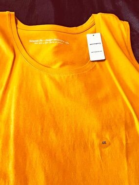 TANK TOP, RELAXED FIT, GOLDEN ORANGE, SIZE 4X, SCOOP NECK, PENNINGTONS, IN ORIGI